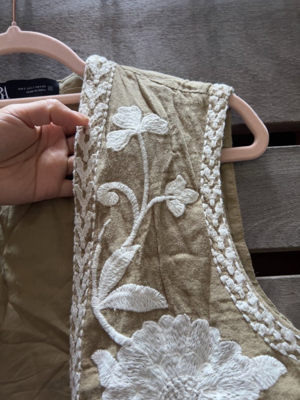 ZARA Open Front Embroidered Floral Boho Vest Cotton Western Waistcoat Size S - Picture 4 of 8